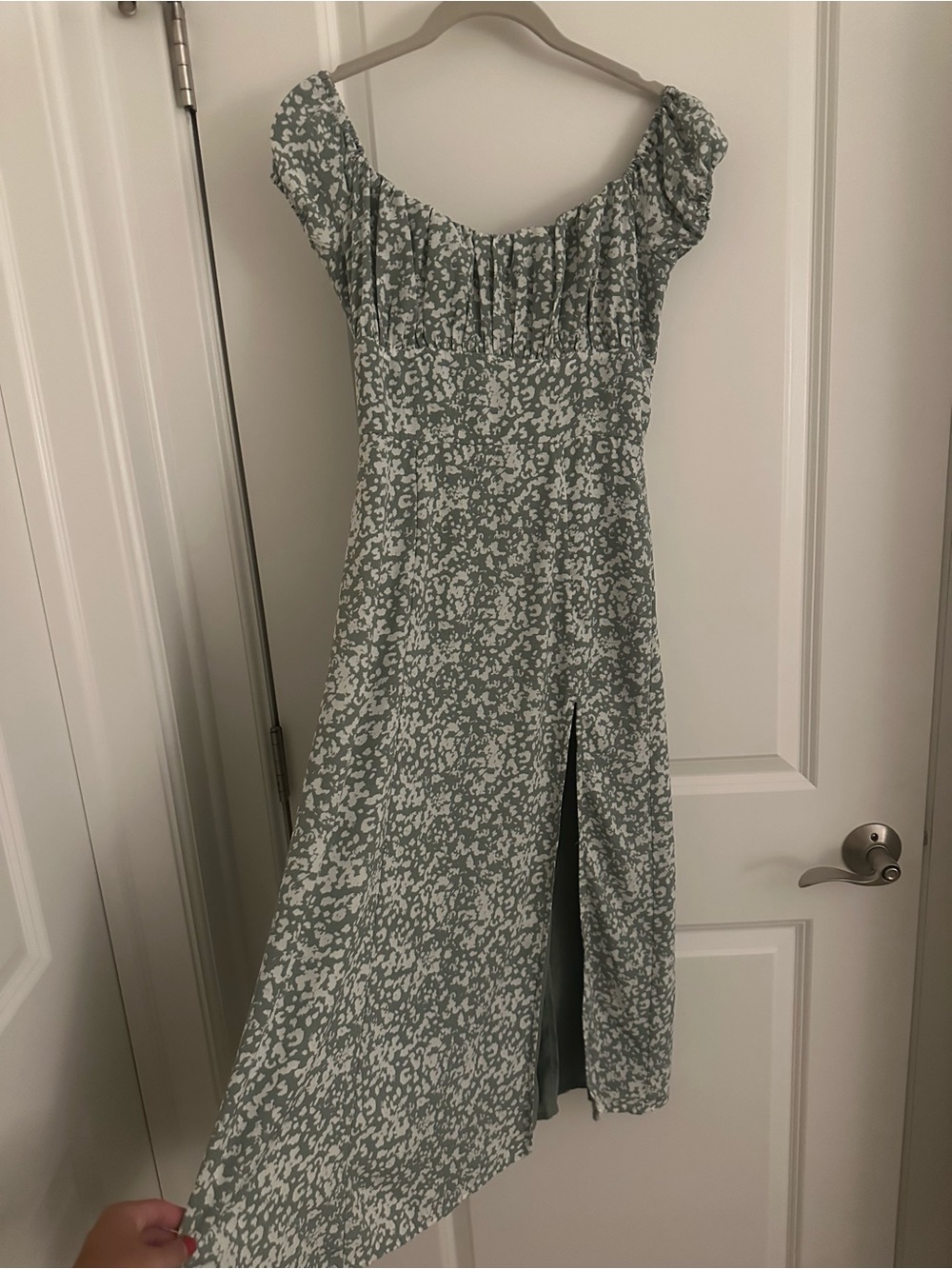 Sage Floral Off-Shoulder Maxi Dress